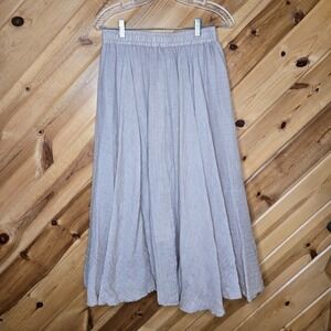 Ochenta 100% Cotton Beige Lined Maxi Skirt  Elastic Waist Boho Coastal Cowgirl S